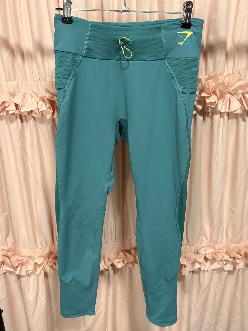 Gymshark Womens Small Pulse Legging Corded Drawstring Yoga Pant Athletic Teal